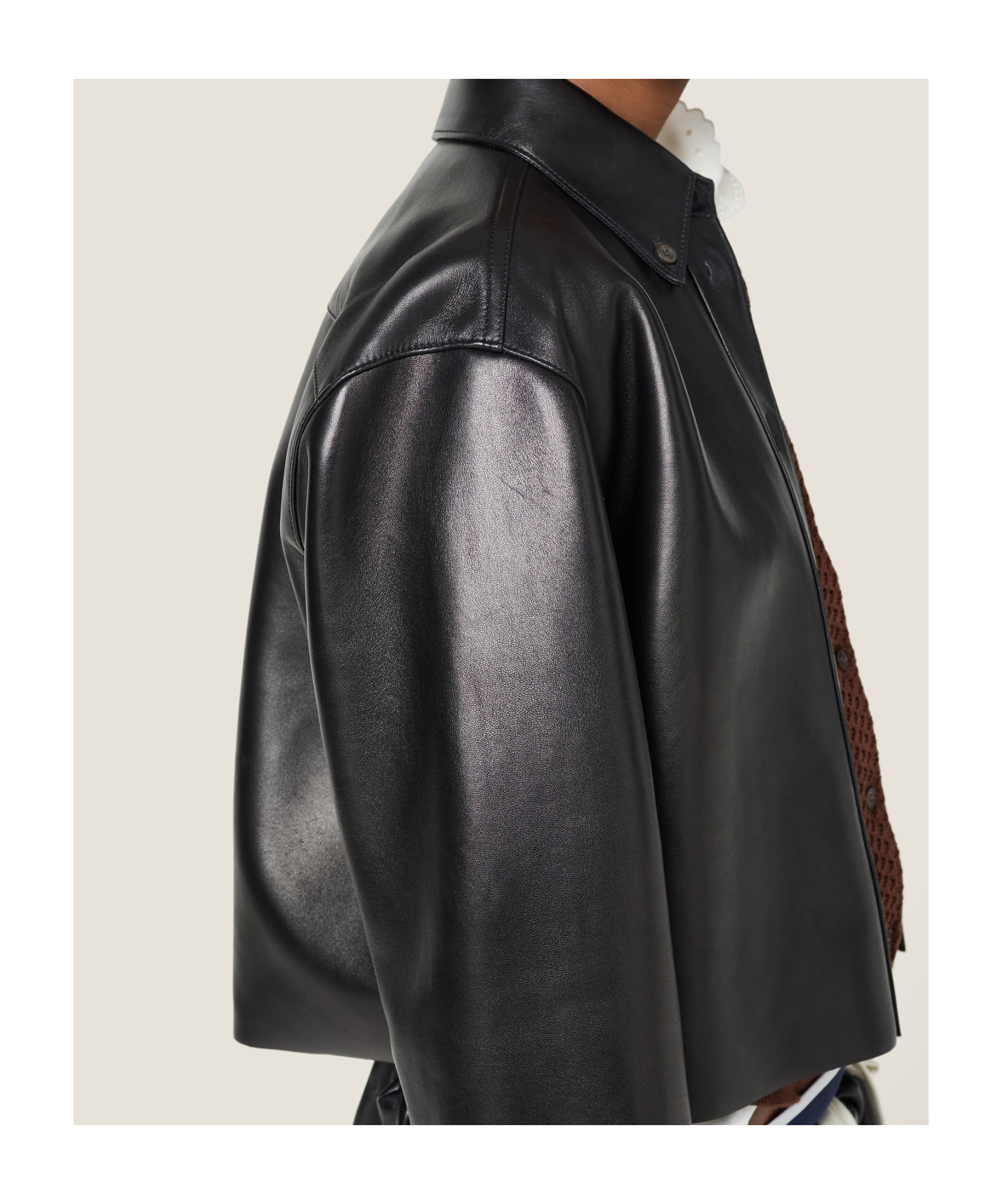 Miu Miu Leather Crop Jacket In Black