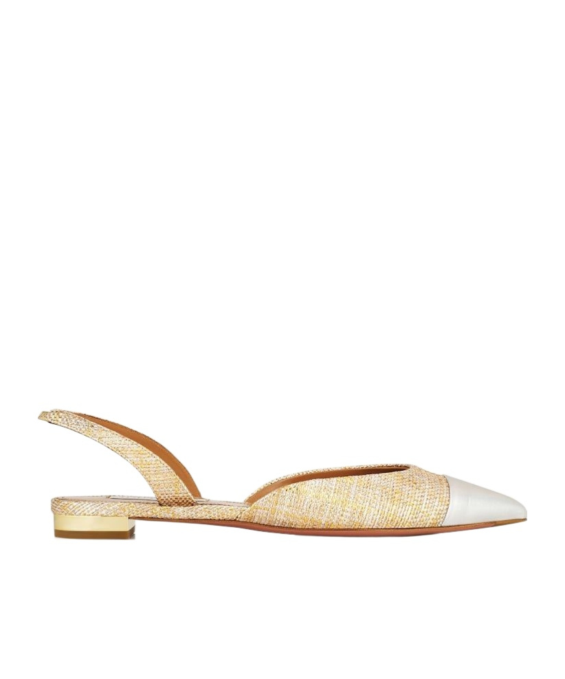 Aquazzura 10mm Milanese Laminated Leather Flats In Nude