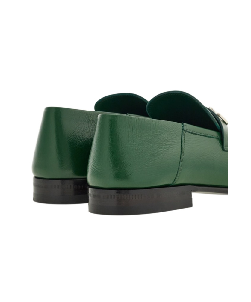 Ferragamo Mule Loafer With Gancini Ornament In Green