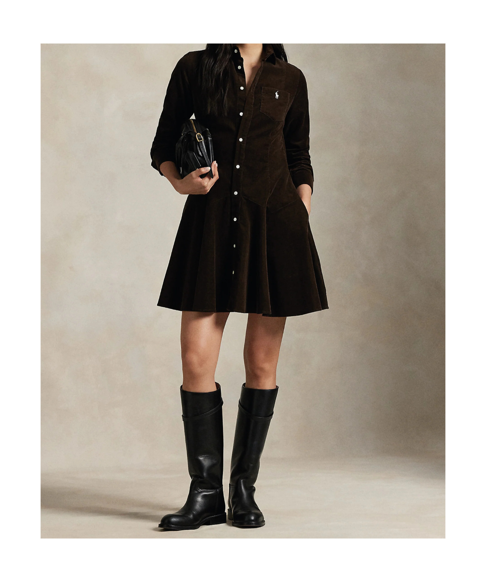 Polo Ralph Lauren Cotton Corduroy A-line Shirtdress In Burgundy