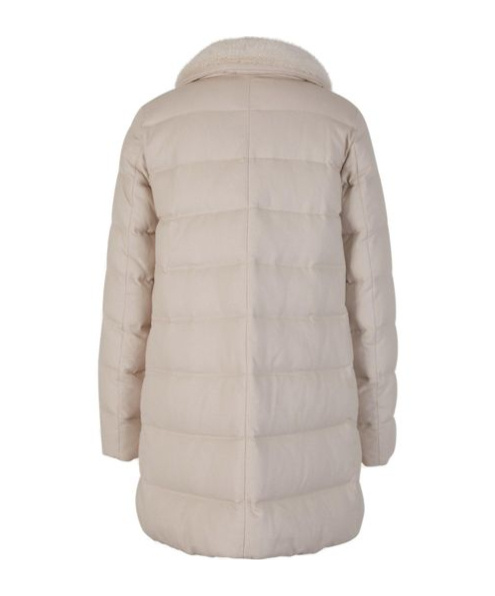 Herno Zip-up Quilted Padded Long Jacket In Nude