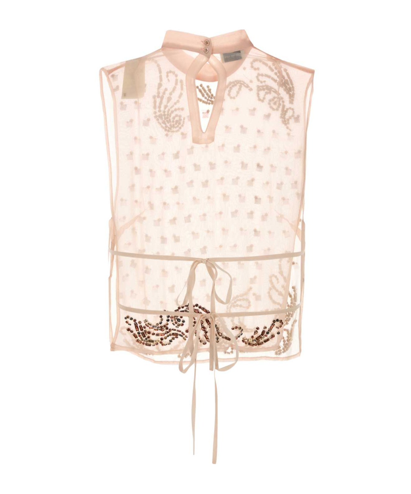 Dries Van Noten Carmasa Top With Keyhole Neck And Tie Detail In Brown