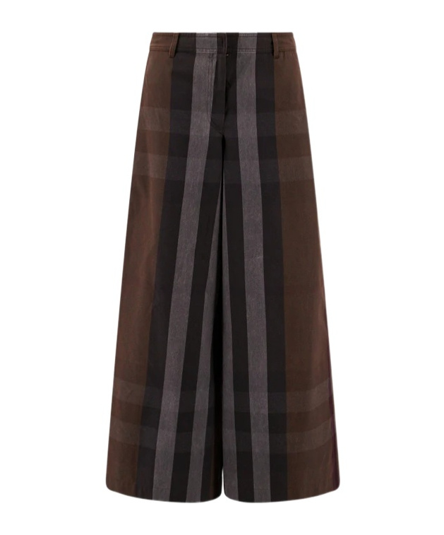 Burberry Brown Check Print Wide Leg Trouser In Black