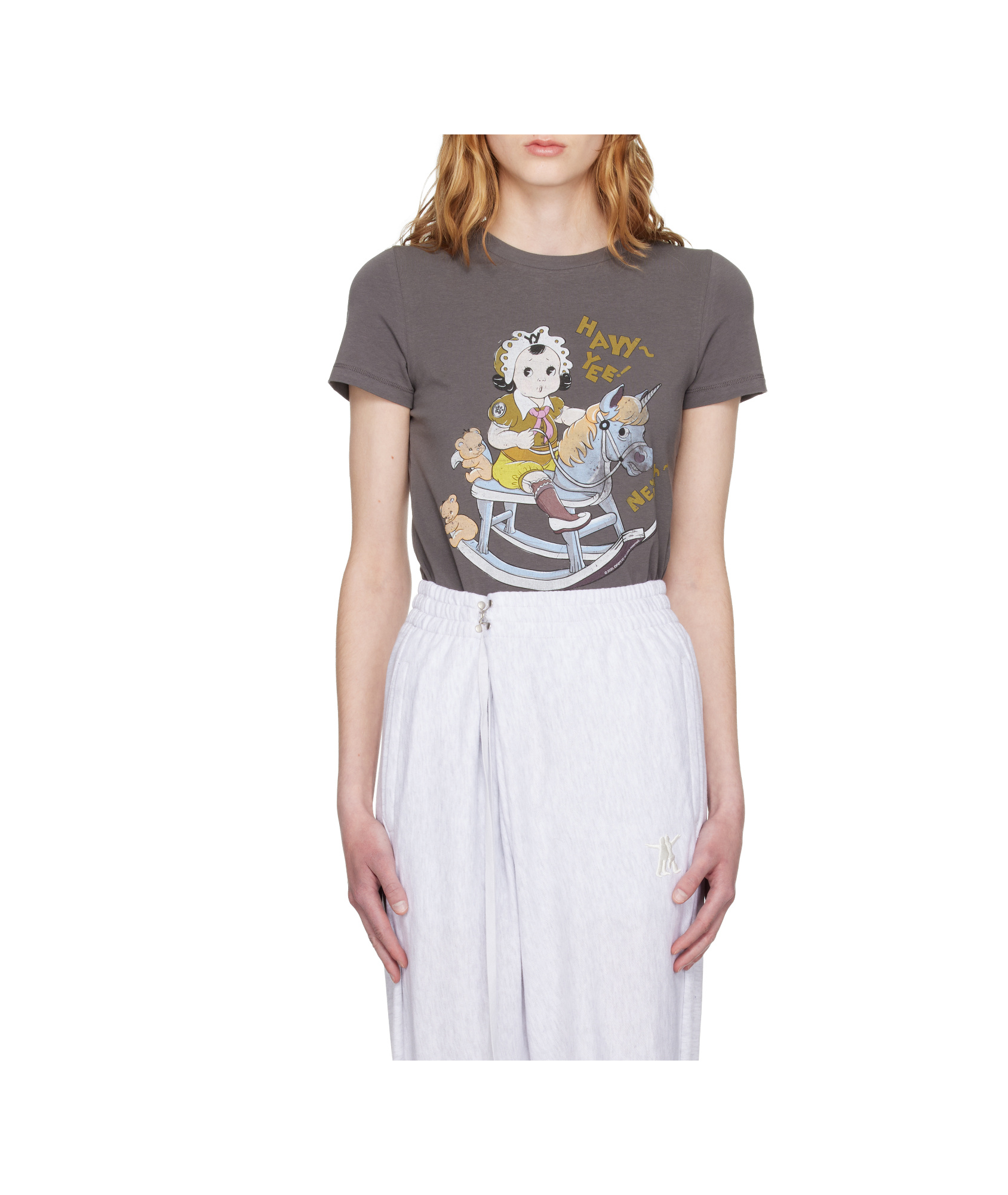 Open Yy Crew-neck T-shirt In Gray