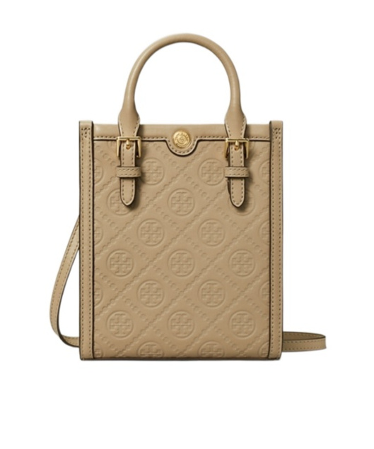 Tory Burch Mini T Monogram Tote Bag In Nude