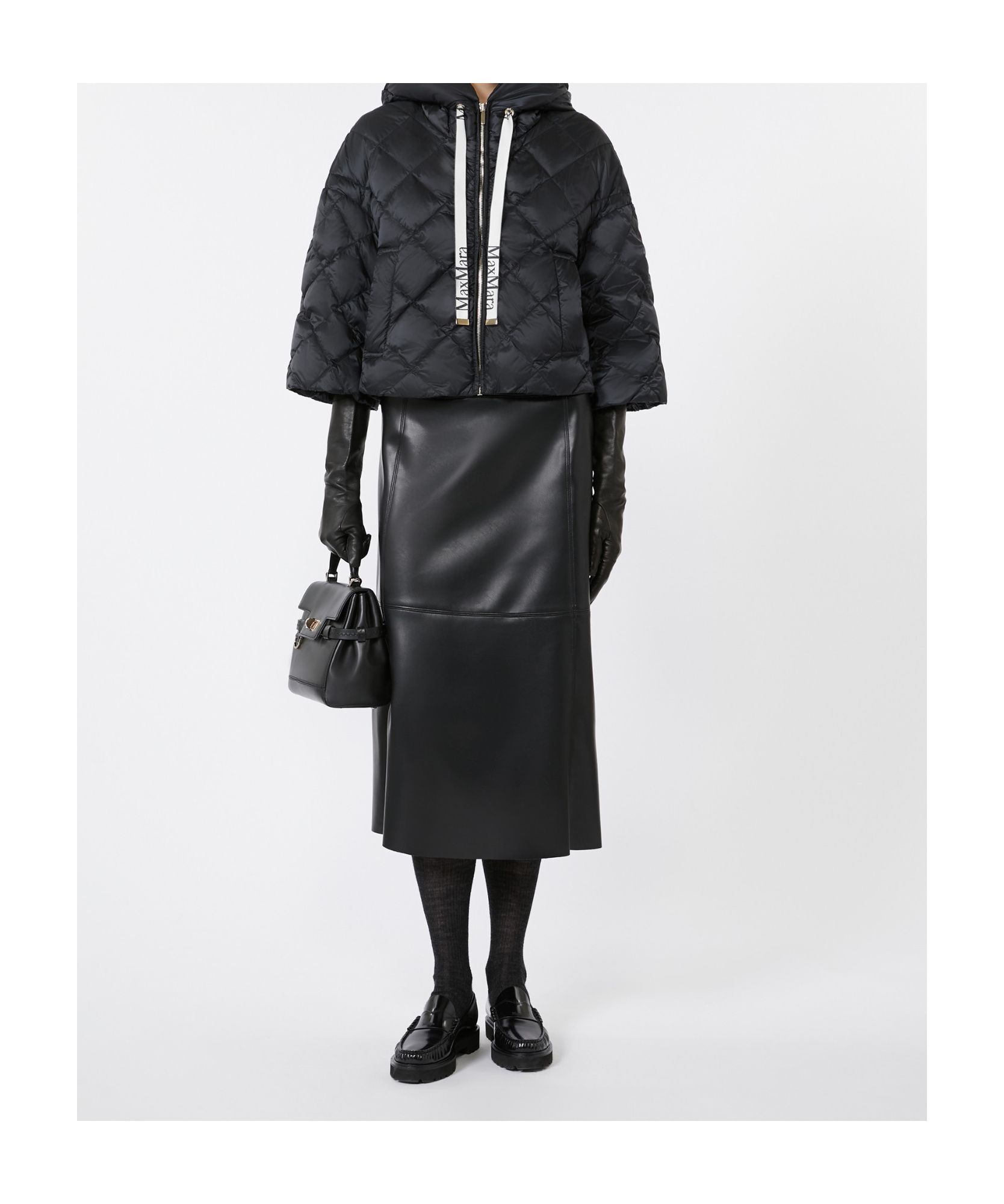 Max Mara Hooded Cotton Jacket In Black