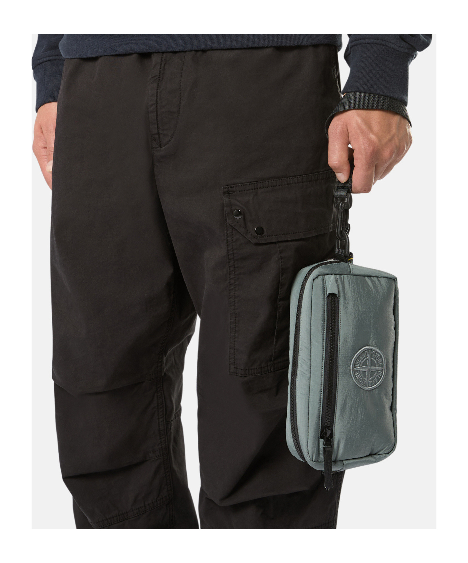 Shop Stone Island Logo Clutch In Gray
