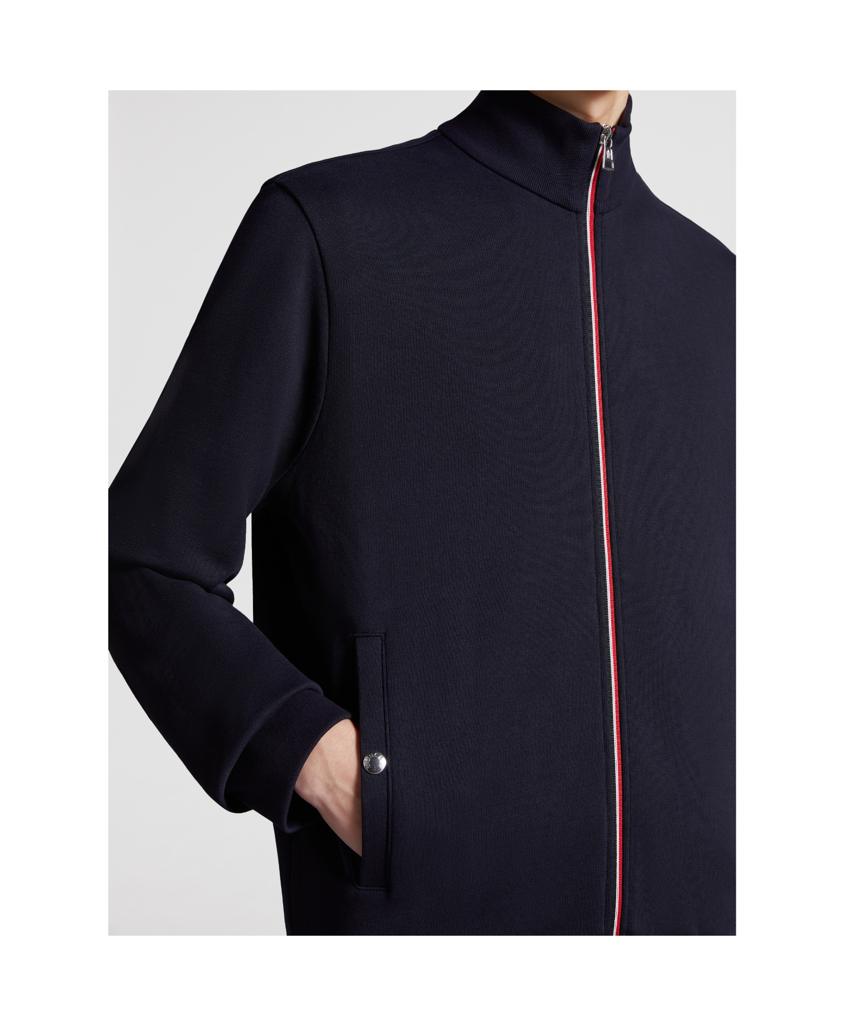 Moncler Tricolour-trim Cotton Sweatshirt In Blue