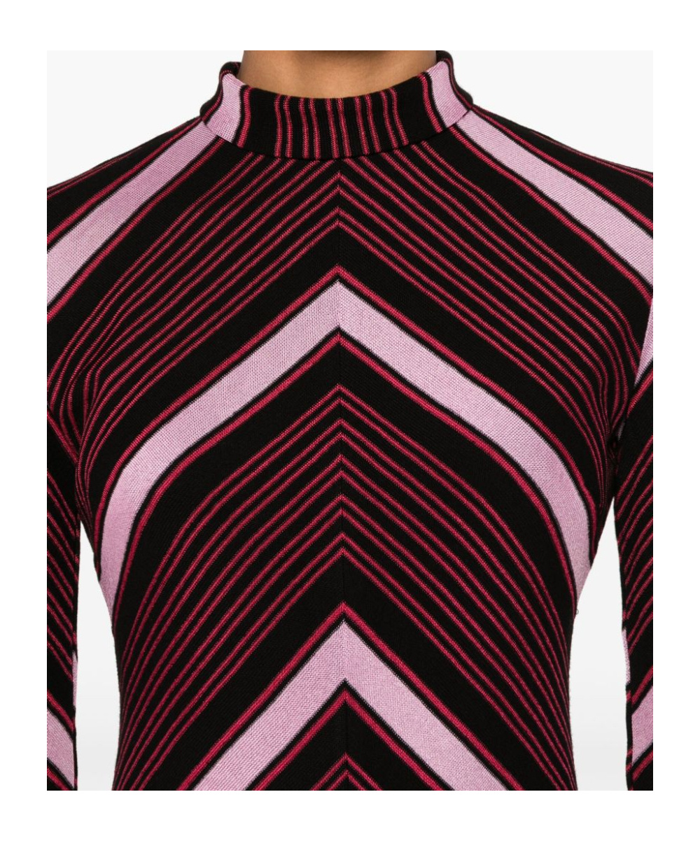 Missoni High Collar Long Sleeve Dress In Red