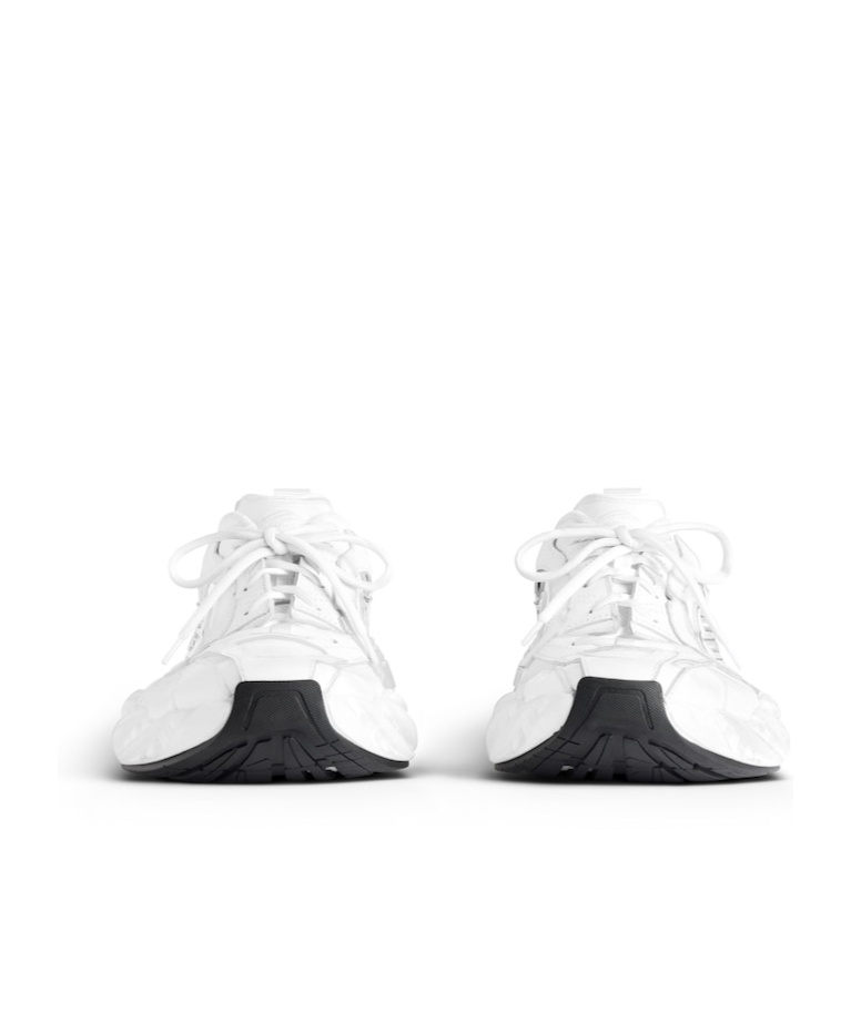 Balenciaga Monday White Low Top Sneakers With Logo Detail And Embossed Size On The Rear In Leather And Fabric M In White