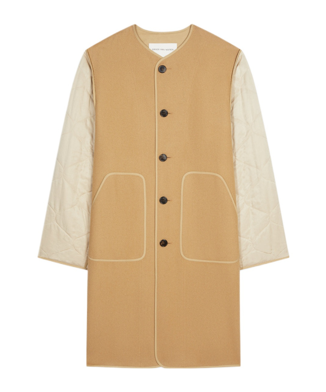 Dries Van Noten Unlined Collarless Coat In Nude