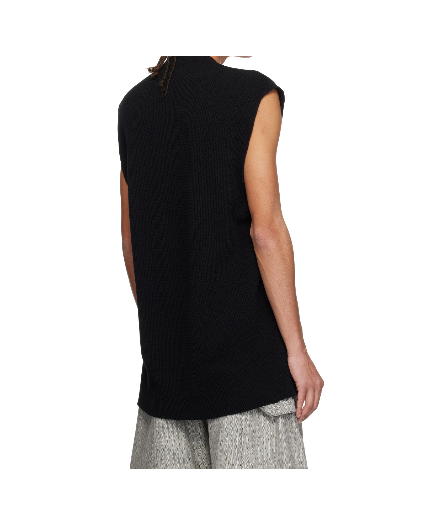 Shop Issey Miyake Tight Twist Cotton Knit Vest In Black