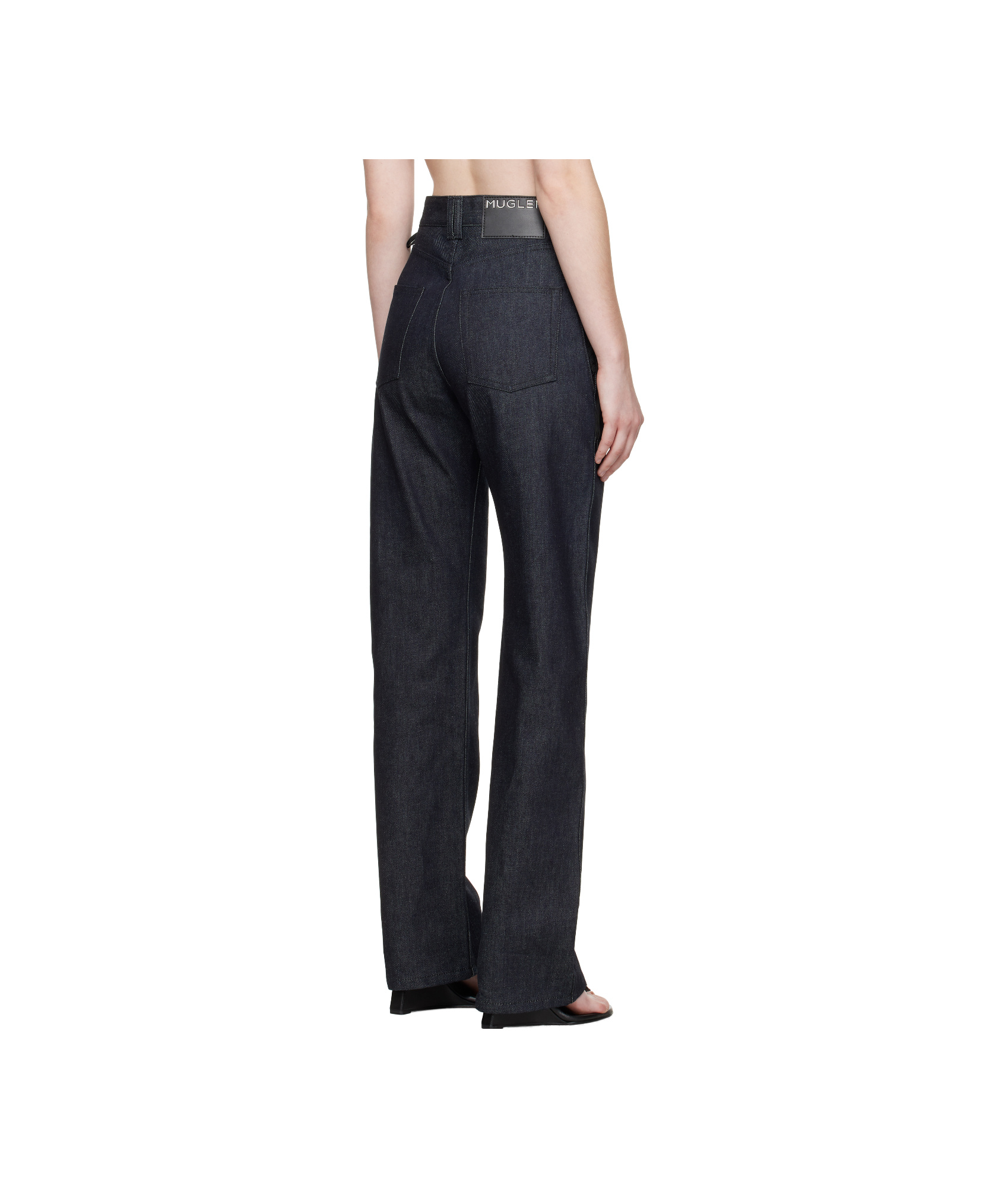 Mugler Lace-up Straight Jeans In Black