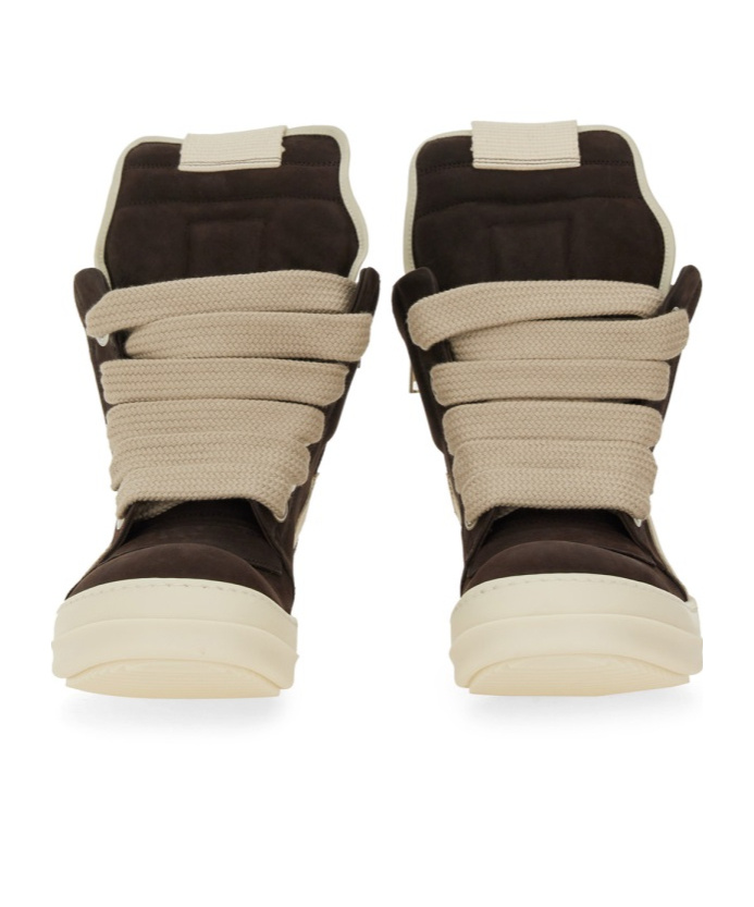 Rick Owens Jumbolace Geobasket Leather Shoes In Brown
