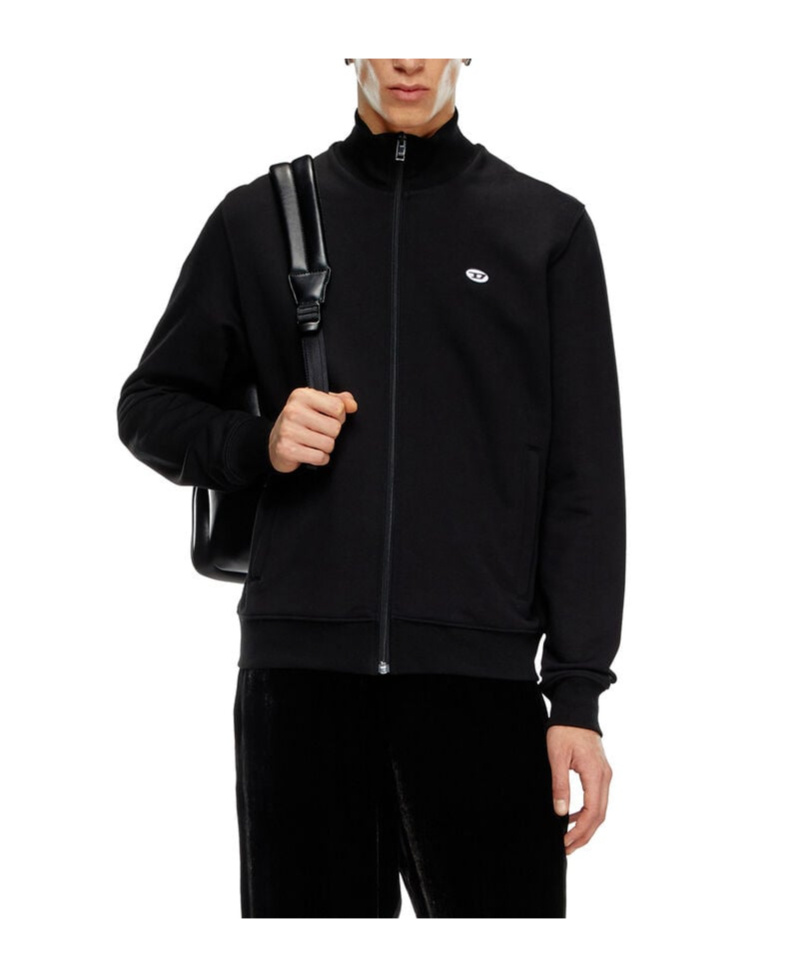 Diesel S-lock-doval-pj Cotton Track Jacket In Black