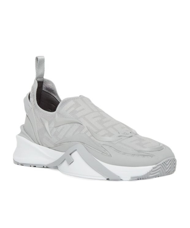 Fendi Flow Embossed Logo Sneakers In Gray