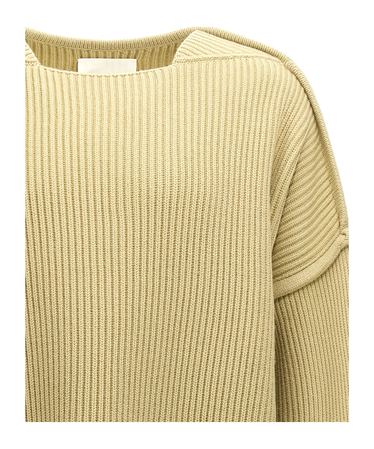 Jil Sander Geometric Neckline Sweater With Dropped Shoulders In Nude