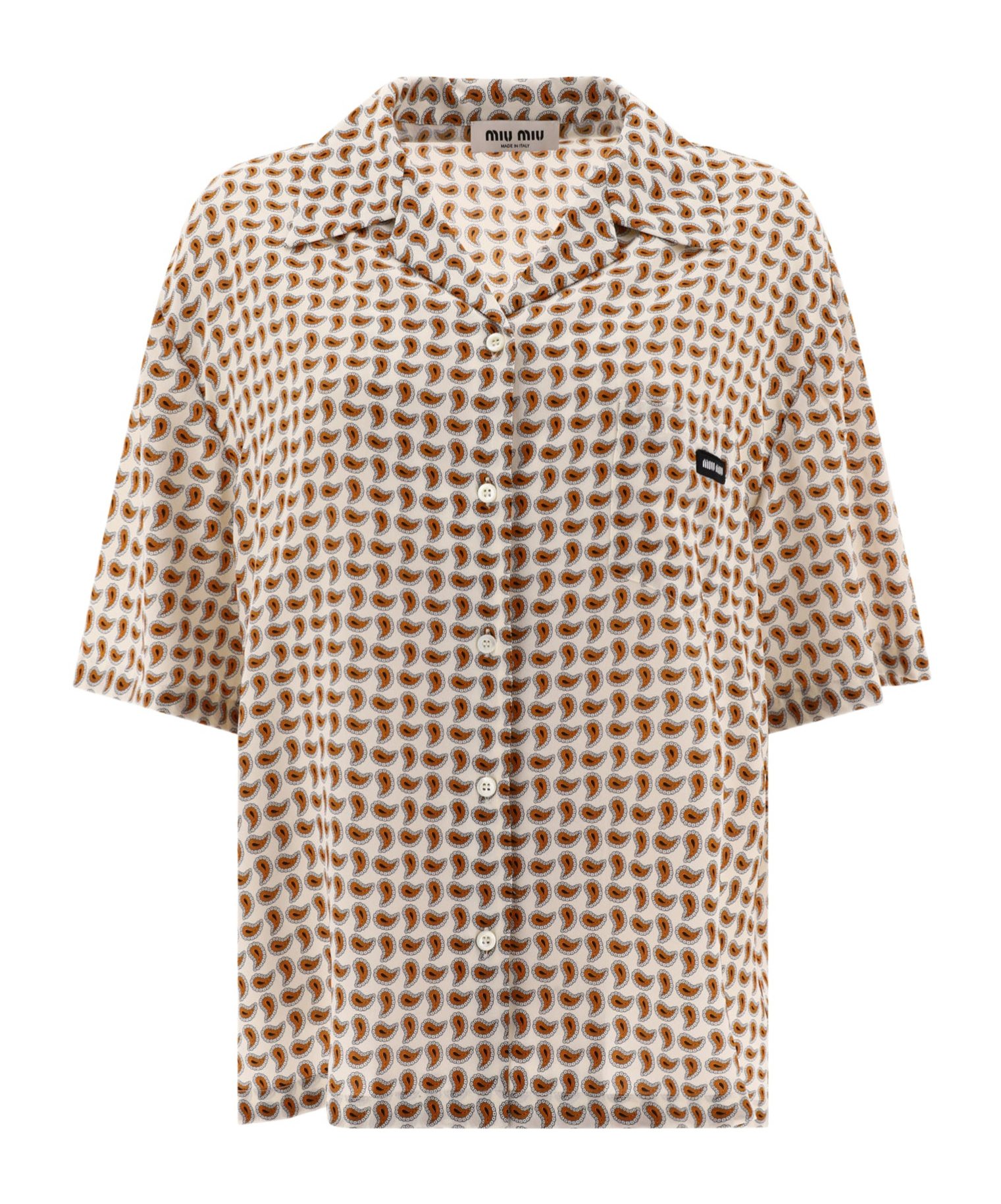 Miu Miu Short-sleeved Shirt In Nude