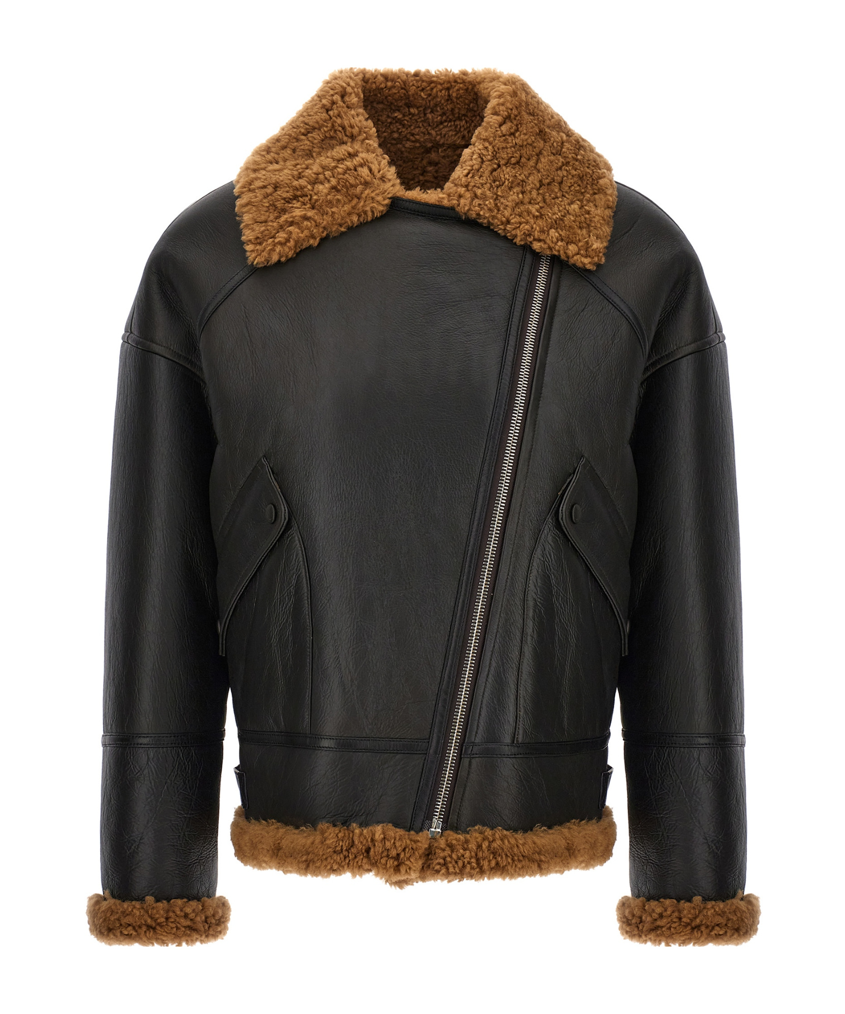 Shop Yves Salomon Zip-up Leather Jacket In Black