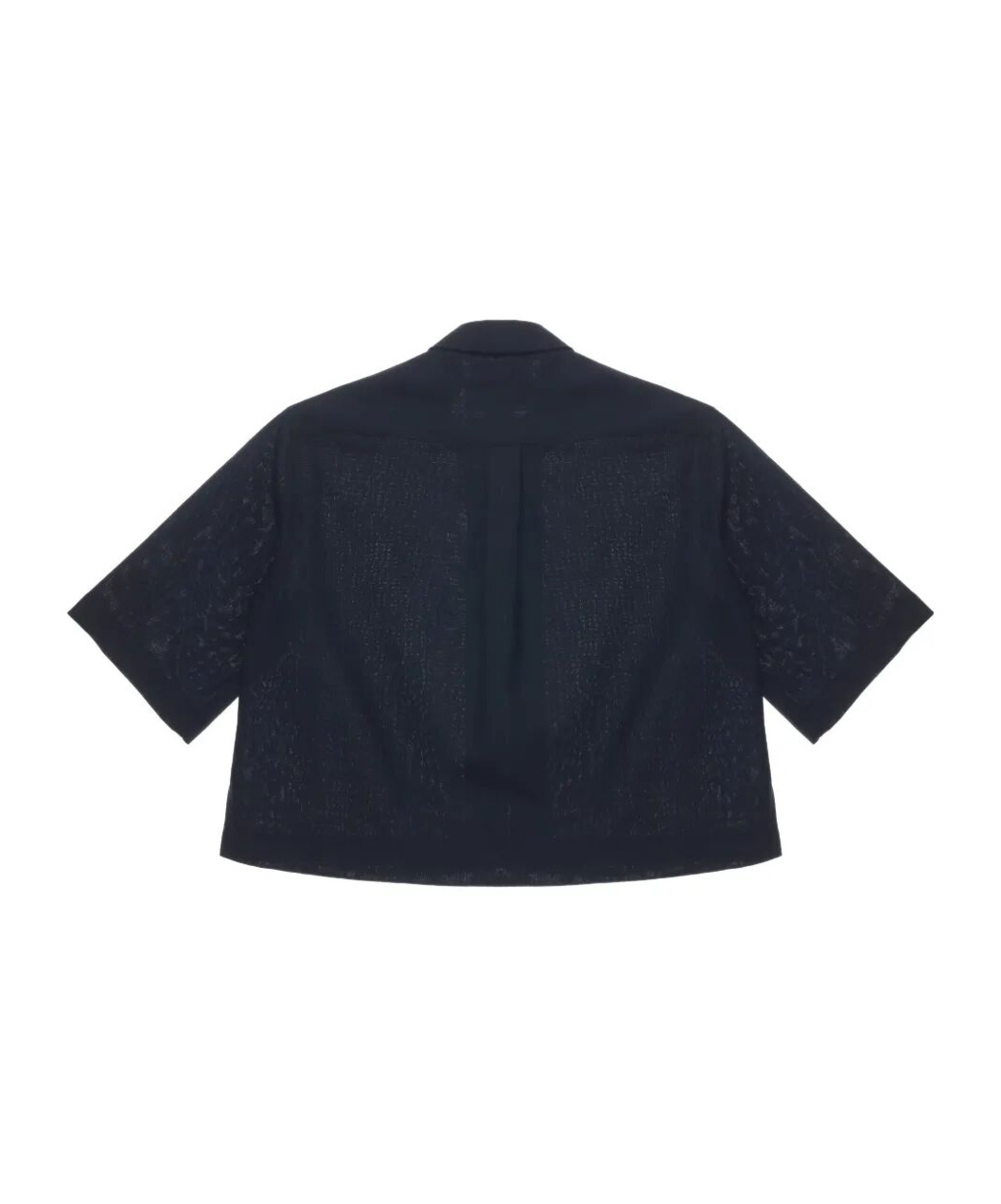 Studio Nicholson Collared Cropped Semi-sheer Short Sleeves Jacket In Navy