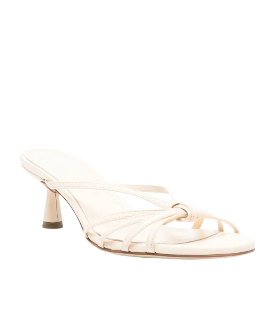 Aeyde 50mm Leather Sandals In White
