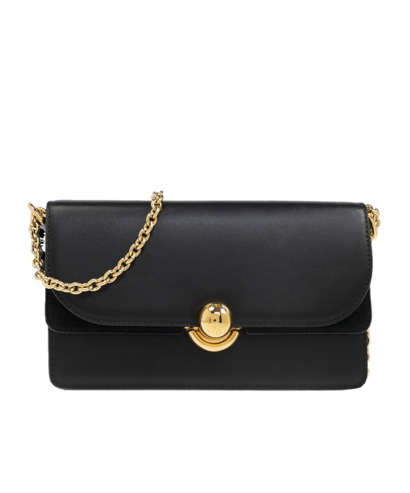 Furla Leather Crossbody Bag Chain Strap Gold-tone Hardware In Black