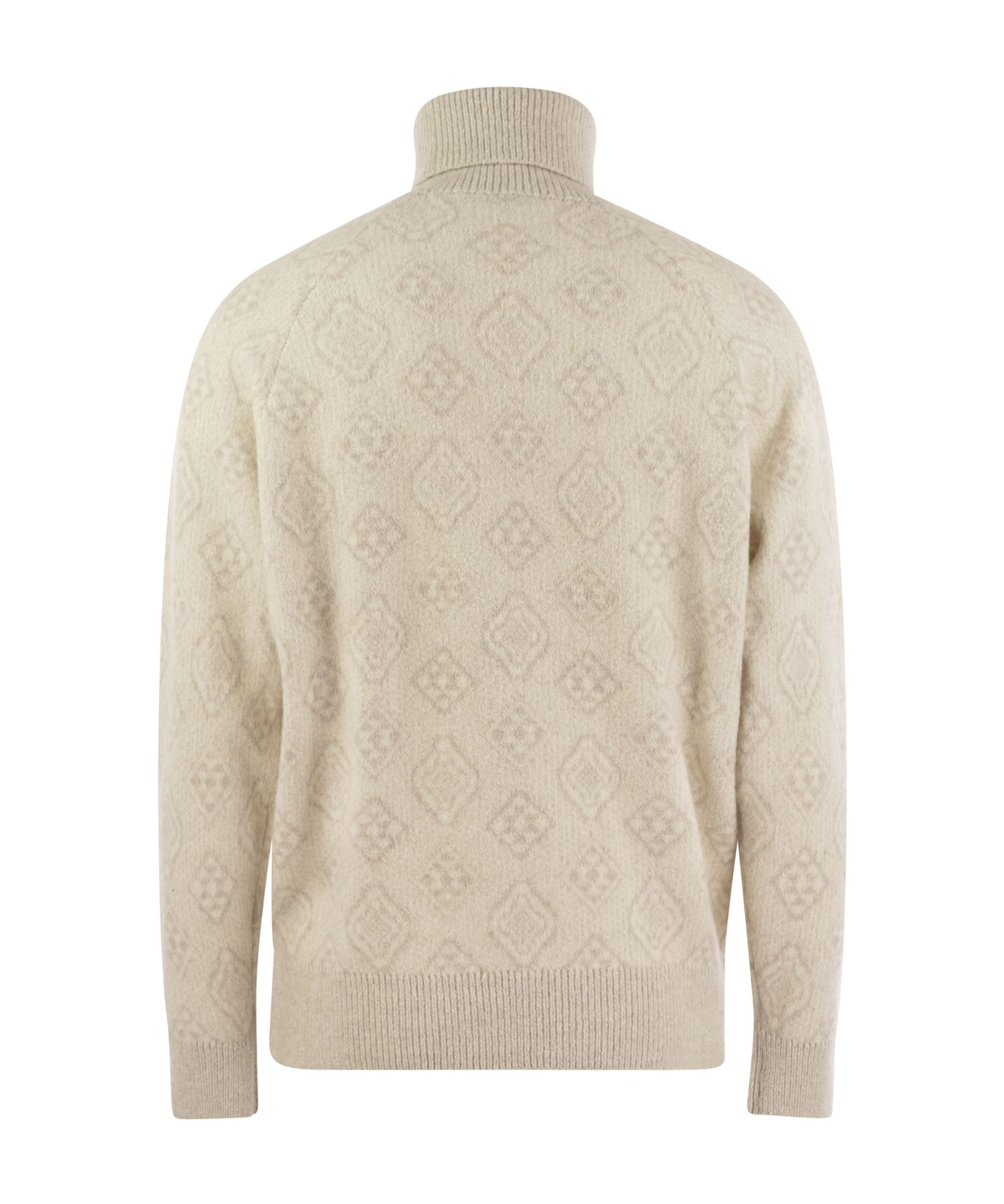 Brunello Cucinelli Men's Intarsia Knit Roll Neck Sweater In Nude