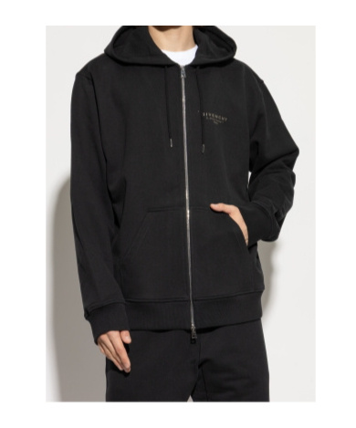 Givenchy Relaxed-fit Black Zip-up Hoodie With Drawstring Hood In Black