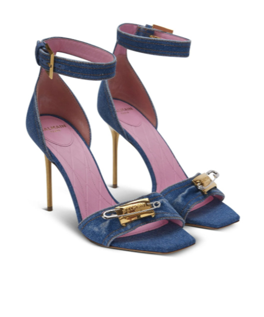 Balmain Safety Pin Sandals In Blue