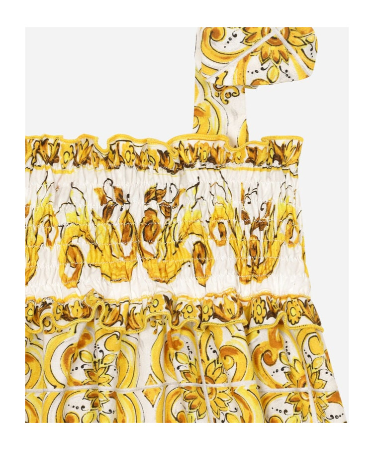 Dolce & Gabbana Majolica-print Cotton Romper In Nude