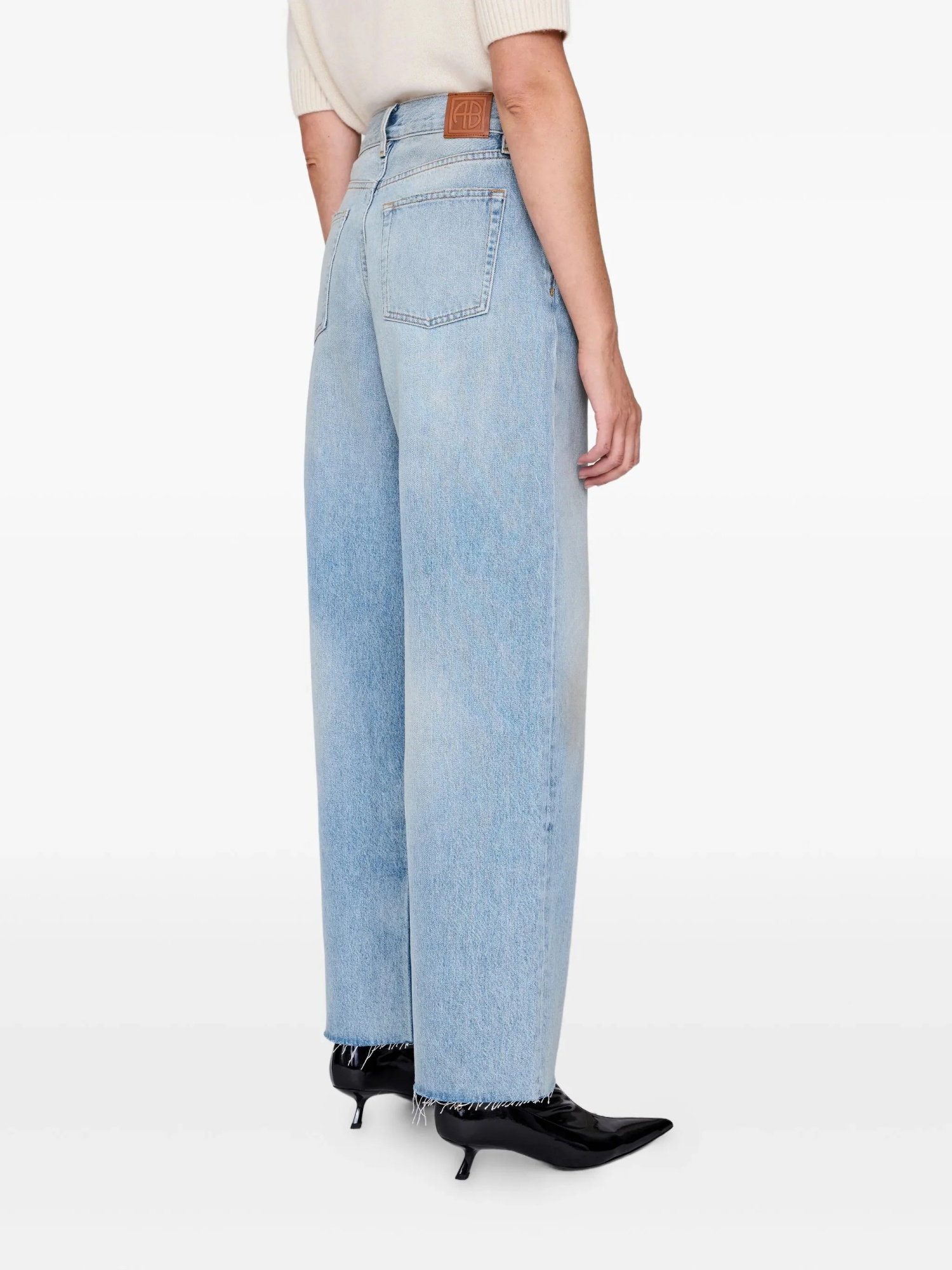 Anine Bing Manon Frayed-hem Jeans In Blue