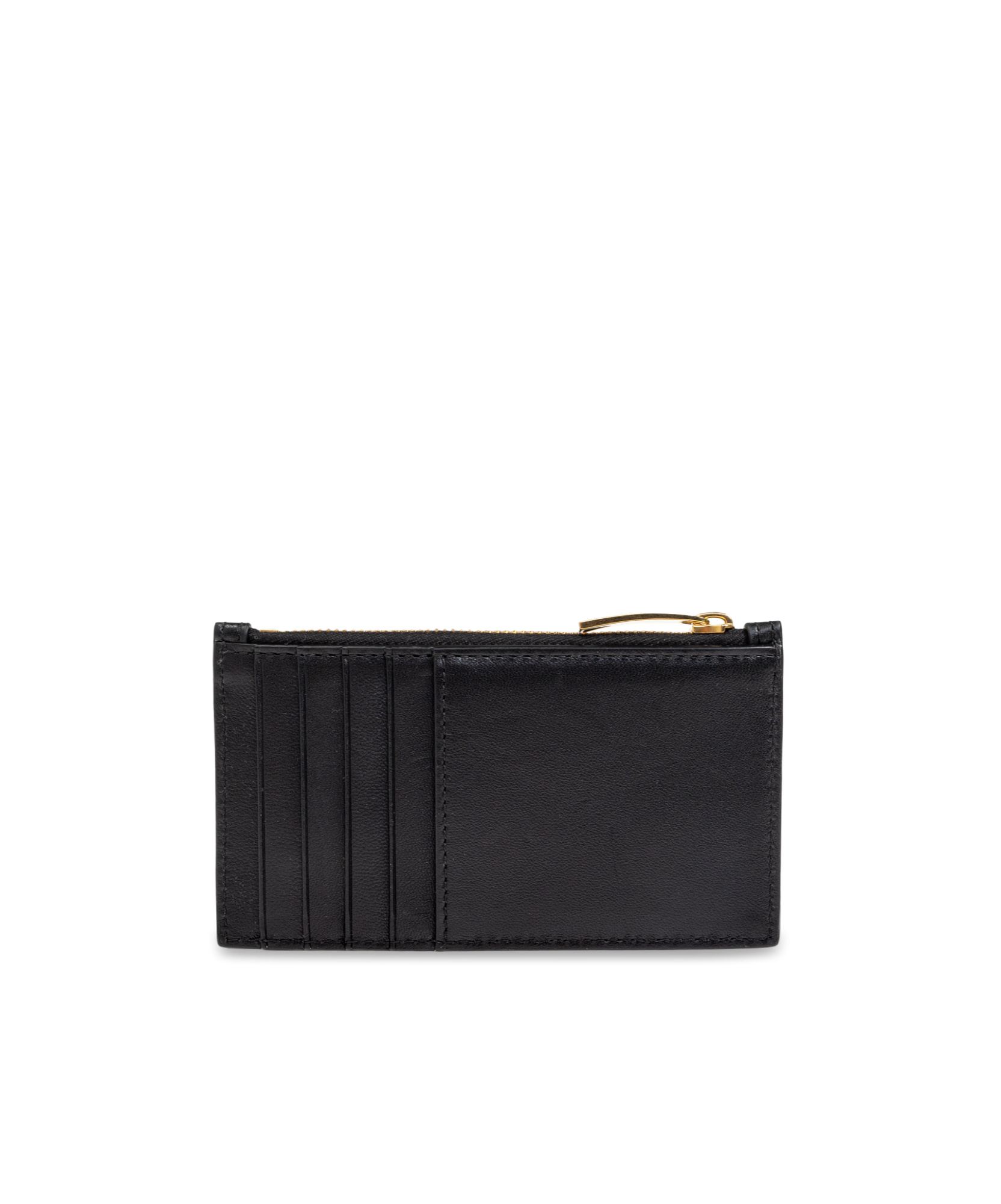 Bottega Veneta Intrecciato Leather Zip Card Case In Black