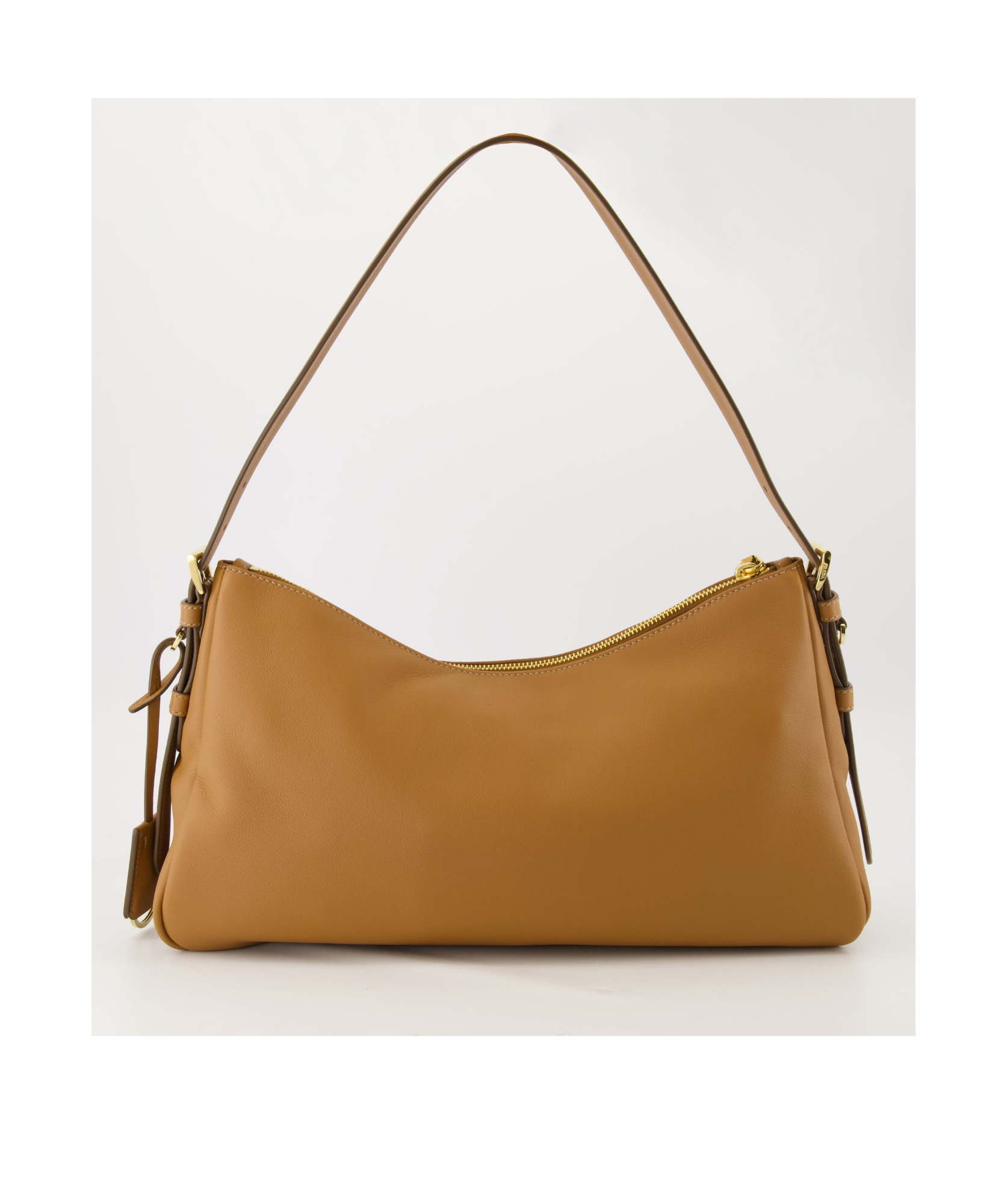 Prada Triangle-logo Zipped Shoulder Bag In Brown