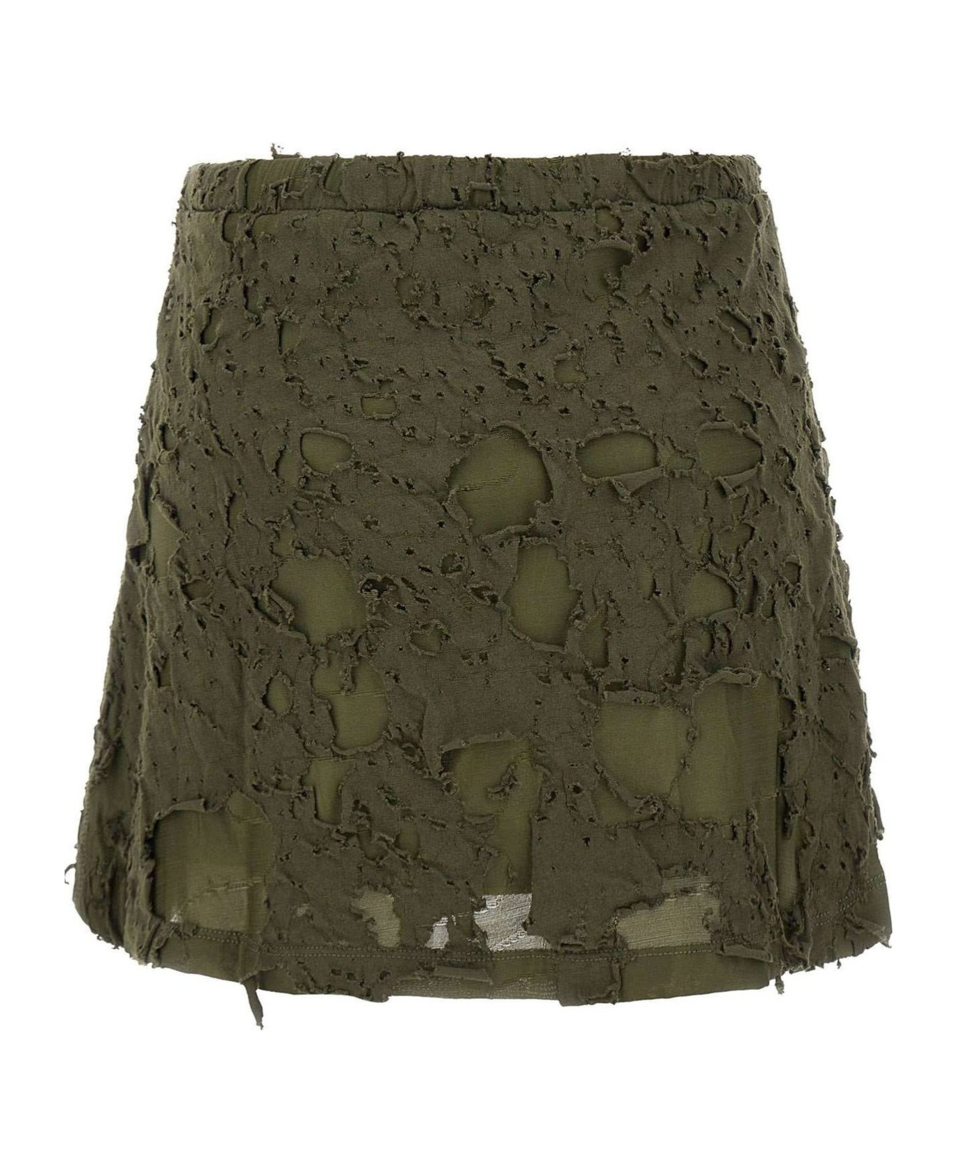 Diesel Logo-patch Distressed Mini Skirt In Green