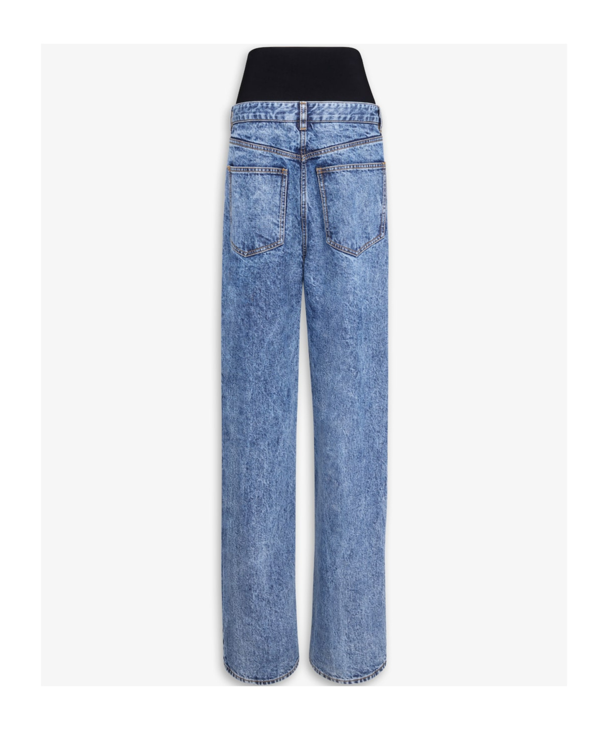 Alaïa Snow Denim Jeans With Knit Band In Blue