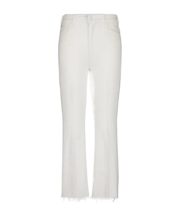 Mother Frayed Detail Trousers In White