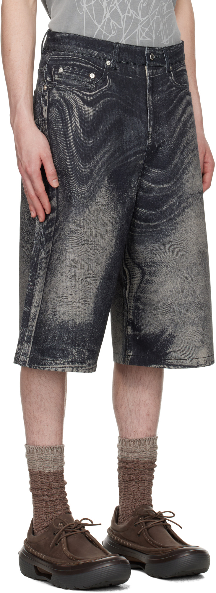 Camperlab Distorted Print Denim Shorts
