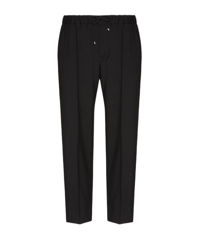 Valentino Regular Fit Black Jogging Pants In Wool-mohair Blend In Black