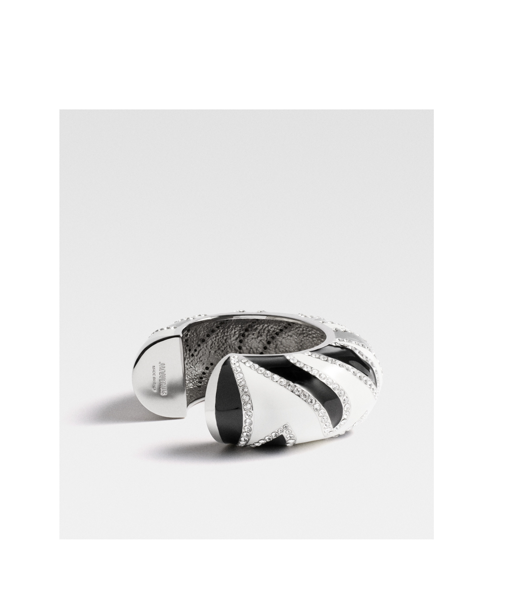 Shop Jacquemus Zebra Embellished Bracelet In White