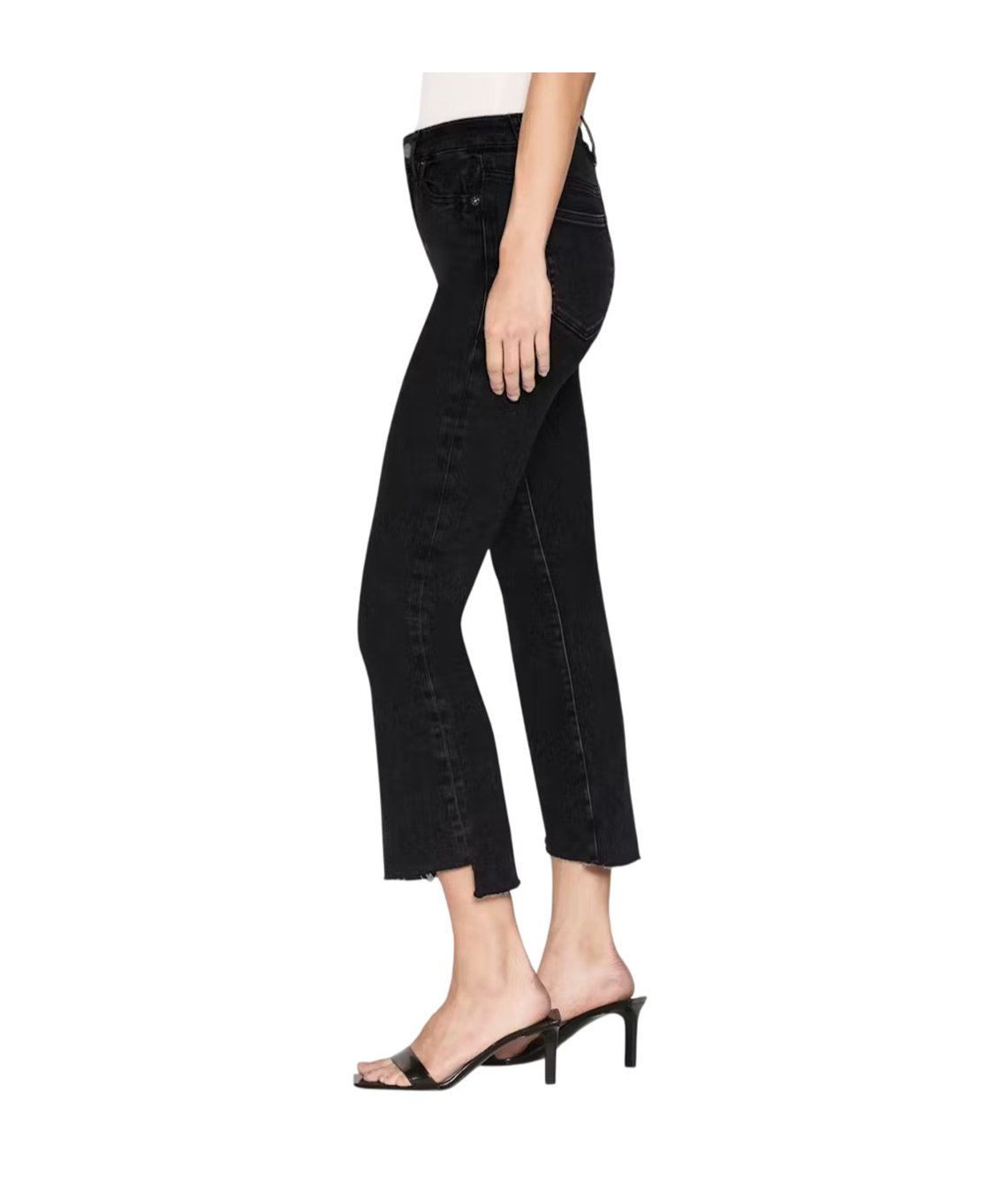 Frame Le Crop Mini Boot Stagger Raw Hem Crop Bootcut Jeans In Black