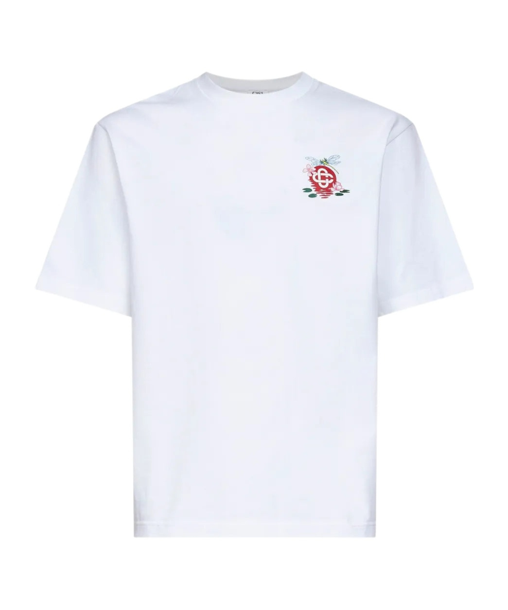 Casablanca Oversized T-shirt With Dragonfly Floral Print In White