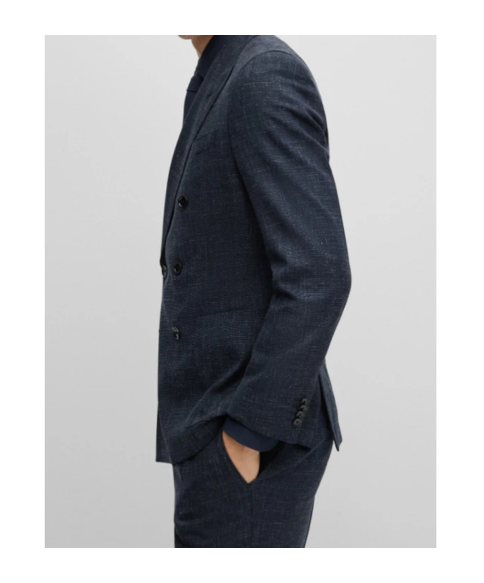 Hugo Boss Double-breasted Suit Coat, Belt-loop Trousers In Black