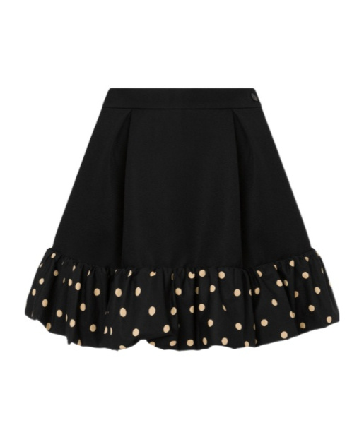 Moschino Polka Dots Wool Blend Diagonal Miniskirt In Black