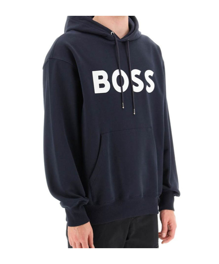 HUGO BOSS LOGO-PRINT COTTON HOODIE