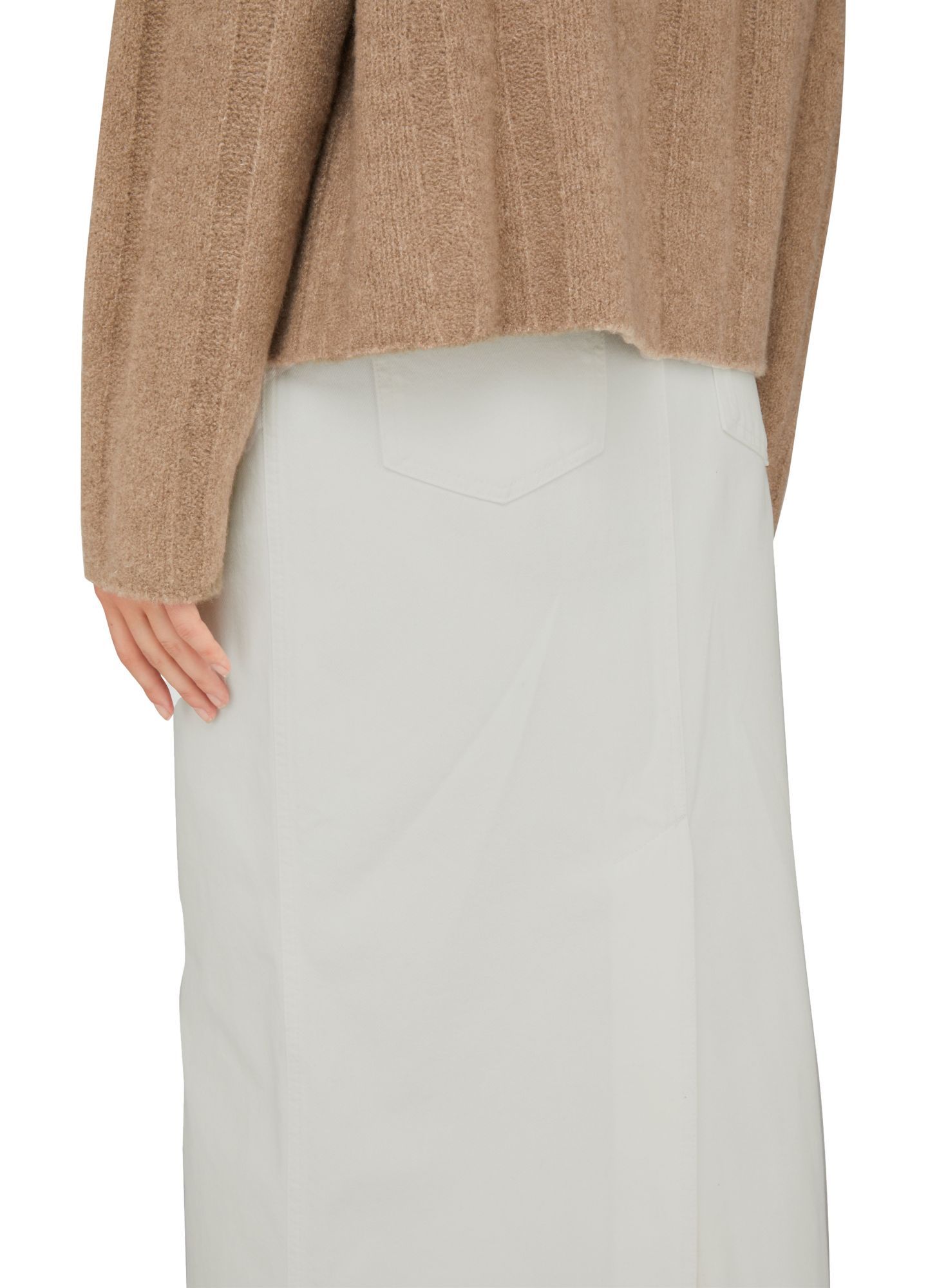 Loulou Studio Straight-cut Mid-length Denim Skirt In White