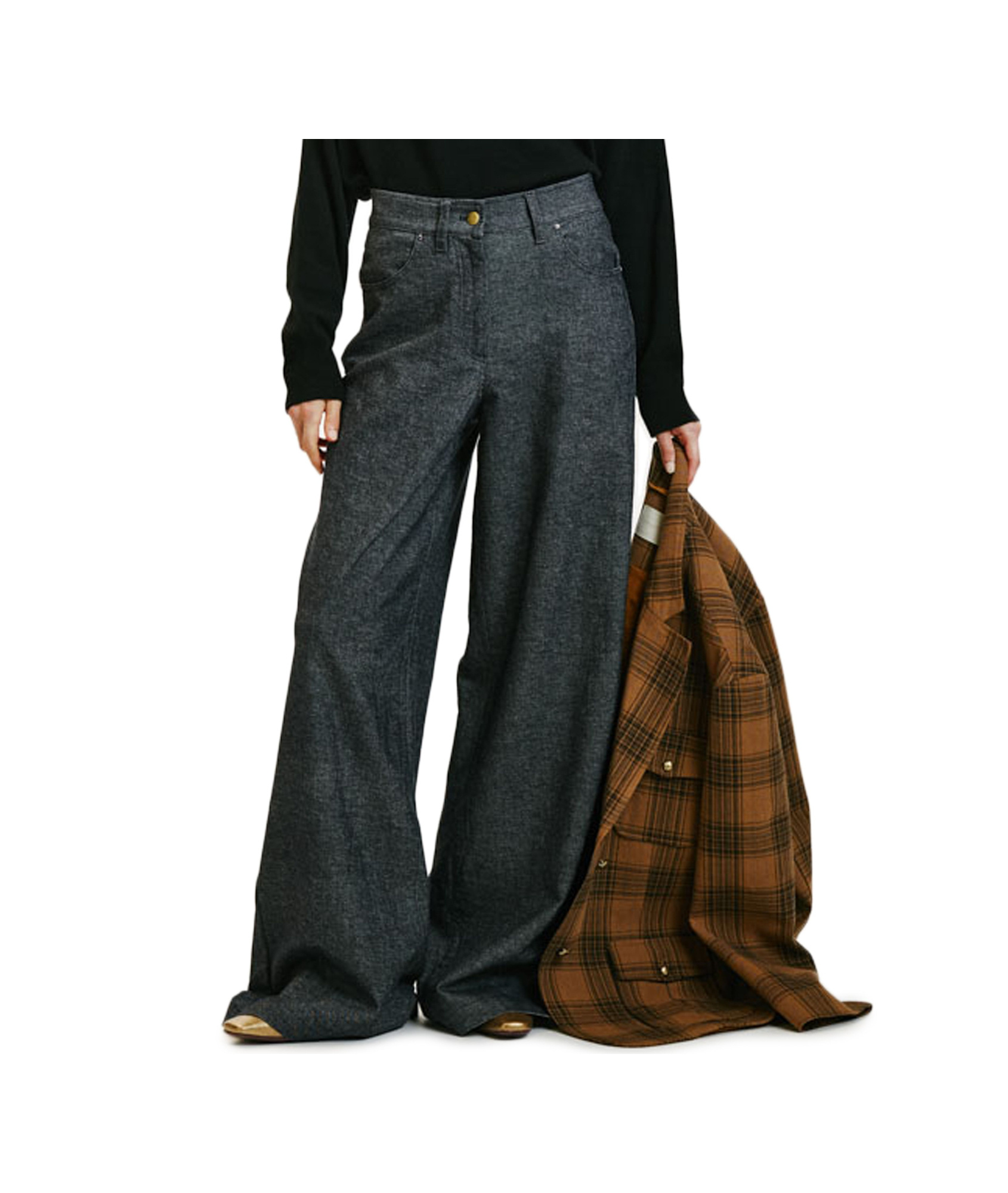 Shop Momoní Belt Loops Slacks In Black