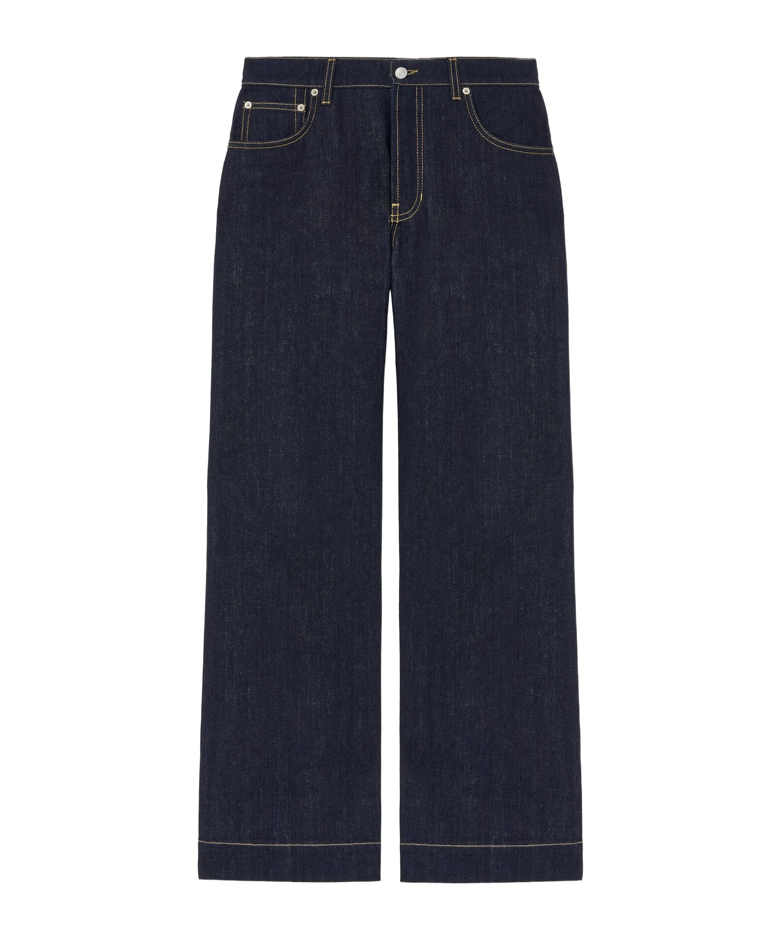 Alexander Mcqueen Wide Leg Denim Contrast Stitching In Blue