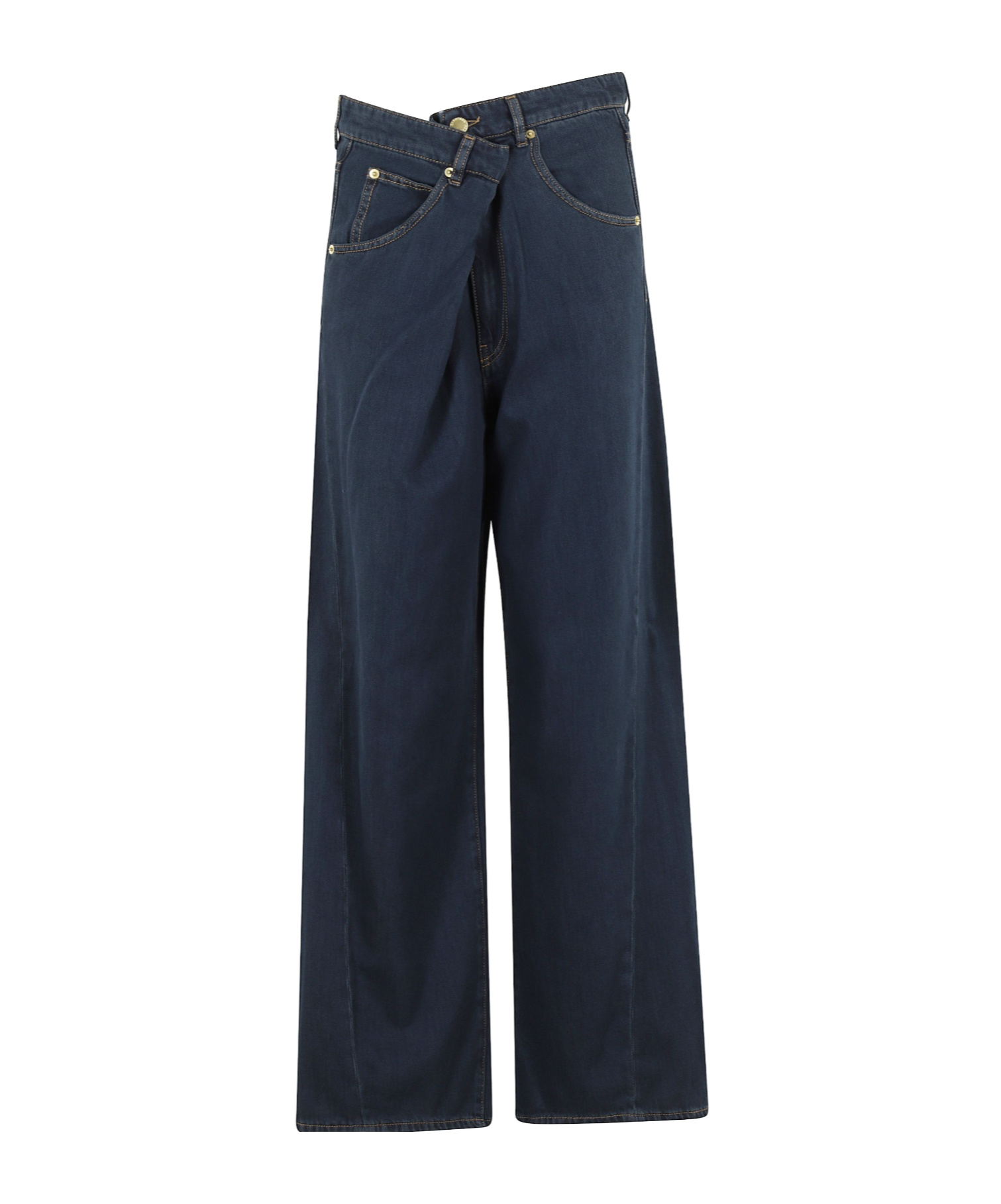 Darkpark Ines Fold Over Tencel Denim Jeans In Black