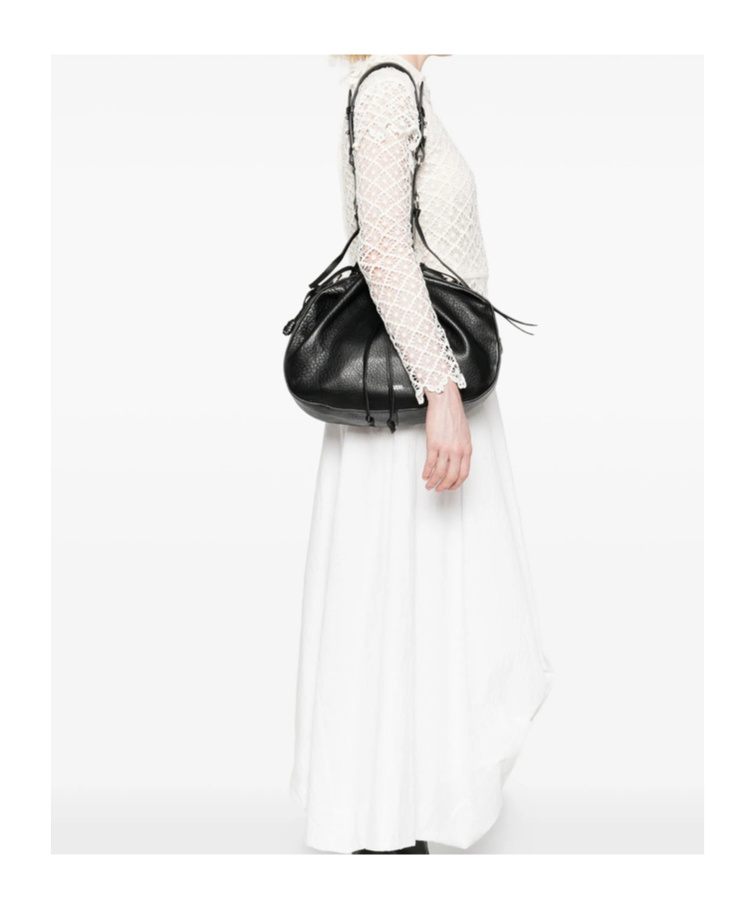 Isabel Marant Bolton Drawstring Leather Shoulder Bag In Black