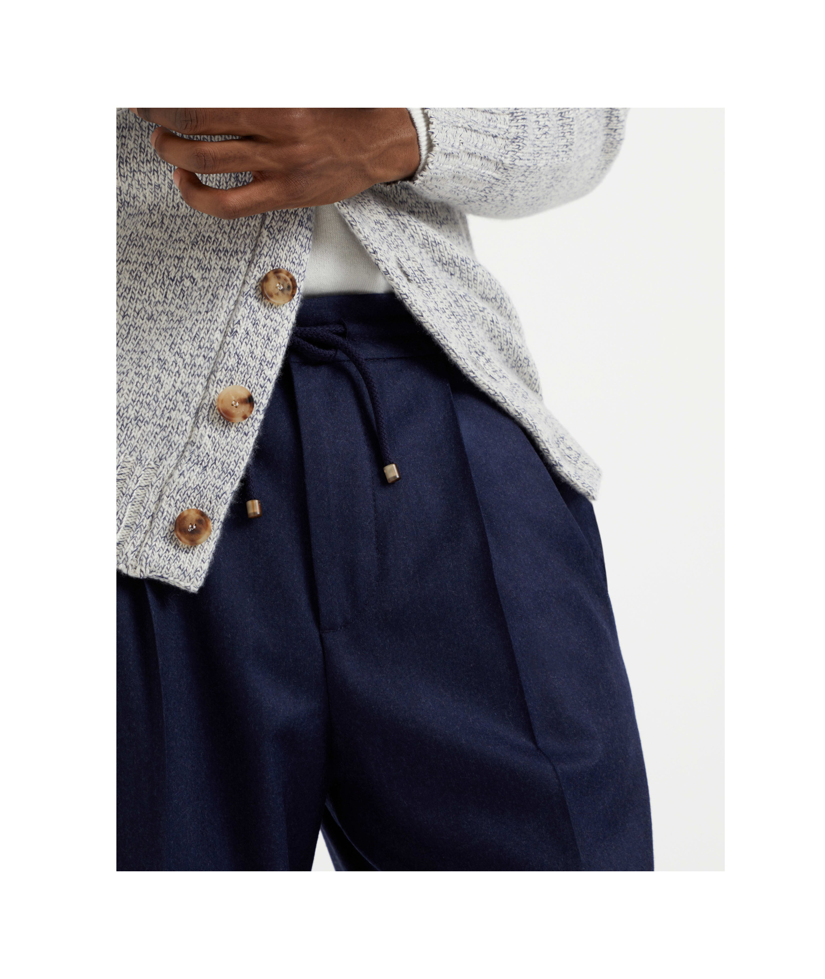 Brunello Cucinelli Drawstring-waistband Wool Tapered Trousers In Black